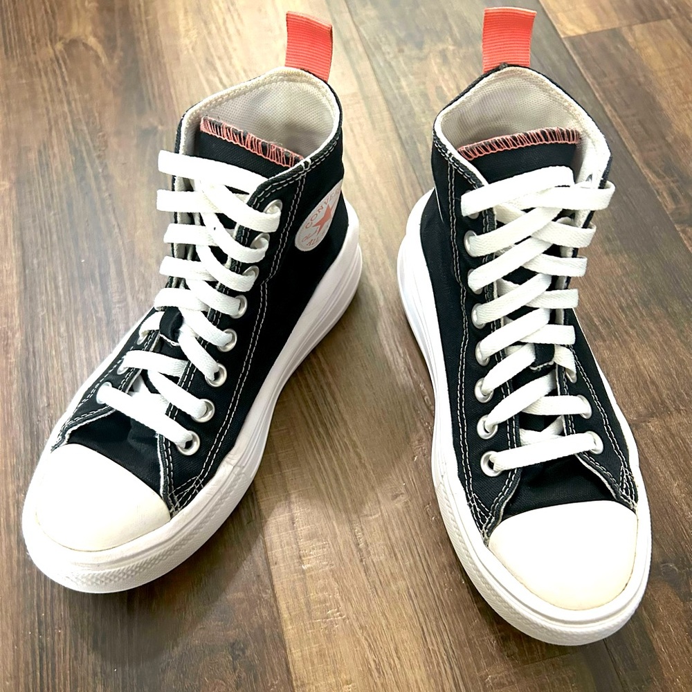 🔥Converse Platform 🔥Girls Black and Pink Classic Sneakers Girls Youth 3.5